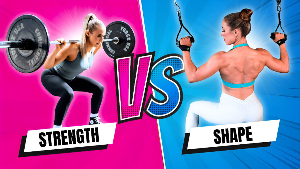 Comparison of strength training versus training for shape.
