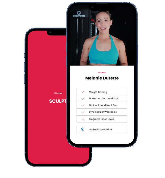 Online fitness and nutrition coaching app mockup.